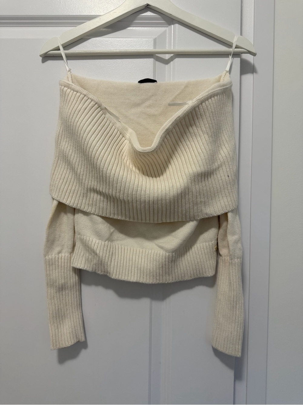 Sunday Best Cream Off-Shoulder Ribbed Knit Sweater